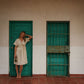 Rose Drawstring Dress in Cream Linen