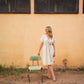 Rose Drawstring Dress in Cream Linen