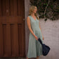 Marcy Midi Dress in Sage Linen