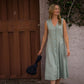 Marcy Midi Dress in Sage Linen
