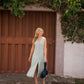 Marcy Midi Dress in Sage Linen