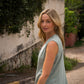Marcy Midi Dress in Sage Linen