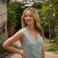 Marcy Midi Dress in Sage Linen