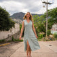 Marcy Midi Dress in Sage Linen