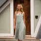 Marcy Midi Dress in Sage Linen