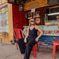 Bias Cut Tank in Black Linen