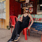 Bias Cut Tank in Black Linen