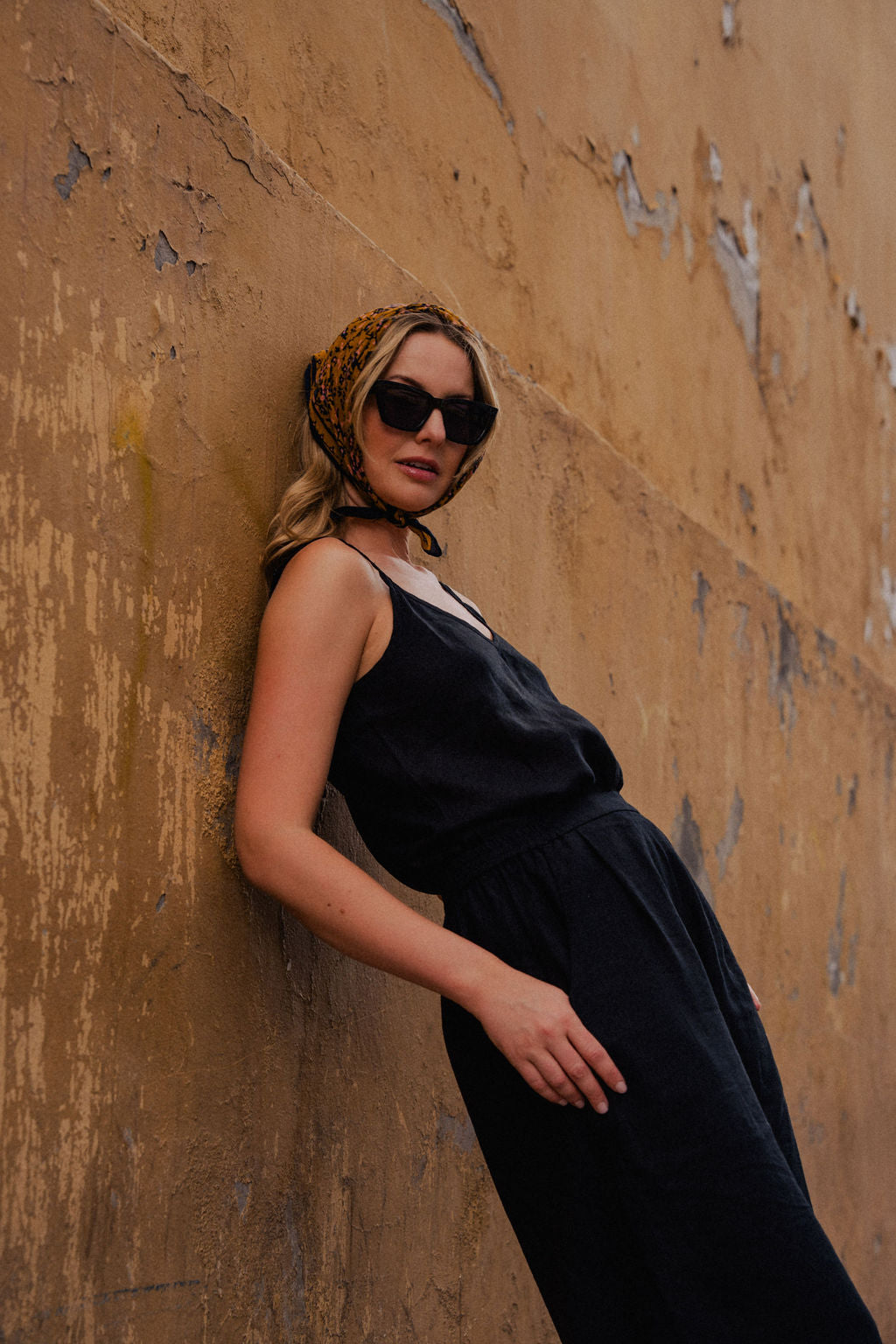 Bias Cut Tank in Black Linen