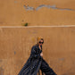 Portuguese Wool Polly Coat in Black and Cobalt Print Made to Order