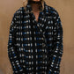 Portuguese Wool Polly Coat in Black and Cobalt Print Made to Order