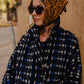 Portuguese Wool Polly Coat in Black and Cobalt Print Made to Order