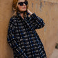 Portuguese Wool Polly Coat in Black and Cobalt Print Made to Order