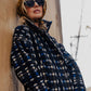 Portuguese Wool Polly Coat in Black and Cobalt Print Made to Order