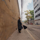 Portuguese Wool Polly Coat in Black and Cobalt Print Made to Order