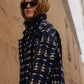 Portuguese Wool Polly Coat in Black and Cobalt Print Made to Order
