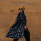 Portuguese Wool Polly Coat in Black and Cobalt Print Made to Order