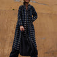 Portuguese Wool Polly Coat in Black and Cobalt Print Made to Order