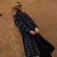 Portuguese Wool Polly Coat in Black and Cobalt Print Made to Order