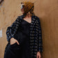 Portuguese Wool Polly Coat in Black and Cobalt Print Made to Order