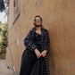 Portuguese Wool Polly Coat in Black and Cobalt Print Made to Order