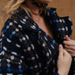 Portuguese Wool Polly Coat in Black and Cobalt Print Made to Order