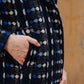 Portuguese Wool Polly Coat in Black and Cobalt Print Made to Order