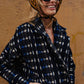 Portuguese Wool Polly Coat in Black and Cobalt Print Made to Order