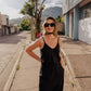 Bias Cut Tank in Black Linen