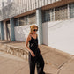 Bias Cut Tank in Black Linen