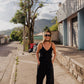 Bias Cut Tank in Black Linen