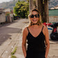 Bias Cut Tank in Black Linen