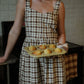 Mia Linen Dress in Brown and Cream Cotton - S and XL Left