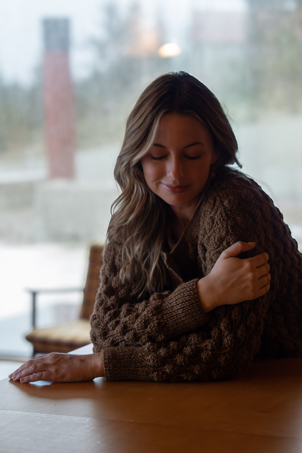 Quinn Wool Cardigan in Light Brown