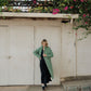 Portuguese Wool Polly Coat in Green and White Check Made to Order