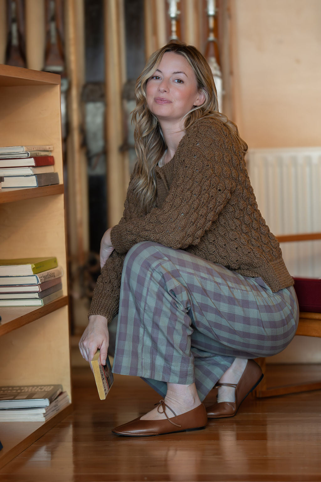 Handwoven Cotton Pants in Mauve Gingham