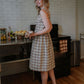 Mia Linen Dress in Brown and Cream Cotton - S and XL Left