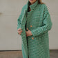 Portuguese Wool Polly Coat in Green and White Check Made to Order