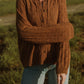 Liza Textured Knit Cotton Cardigan in Caramel Made to Order