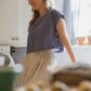 Katie Handwoven Cotton Set in Periwinkle and Kelly Green - XS Pants Left
