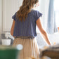 Katie Handwoven Cotton Set in Periwinkle and Kelly Green - XS Pants Left