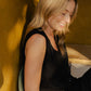 Vest Shirt in Black Linen