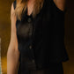 Vest Shirt in Black Linen