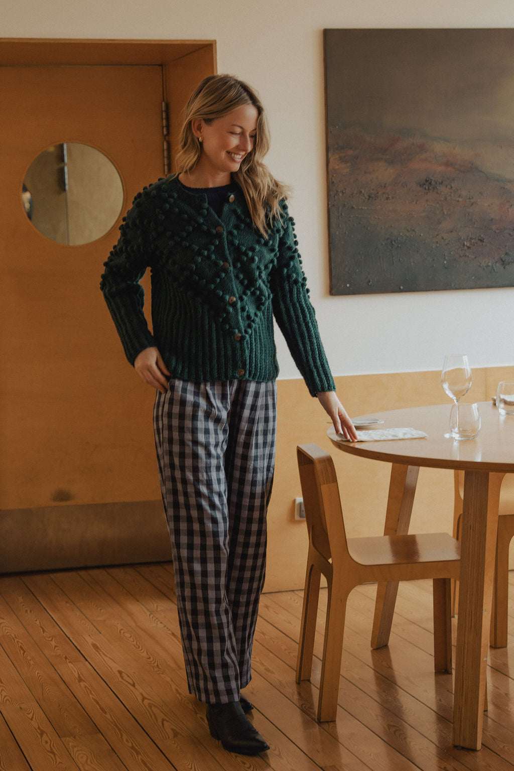 Hand Knit Nepali Wool Jill Sweater in Emerald Green Made to Order