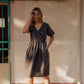Rose Drawstring Dress in Pale Grey Linen