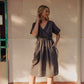 Rose Drawstring Dress in Pale Grey Linen