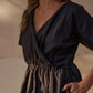 Rose Drawstring Dress in Pale Grey Linen