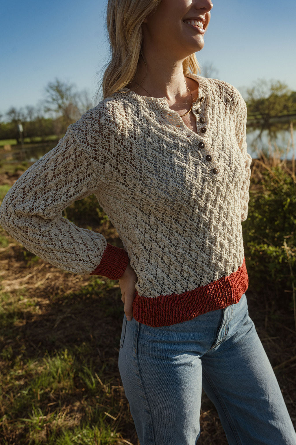 Denise Lace Cotton Sweater Made to Order