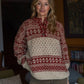 Imogene Oversized Wool Henley in Snowflake Print