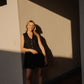 Marcy Mini Dress in Black Linen