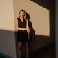 Marcy Mini Dress in Black Linen